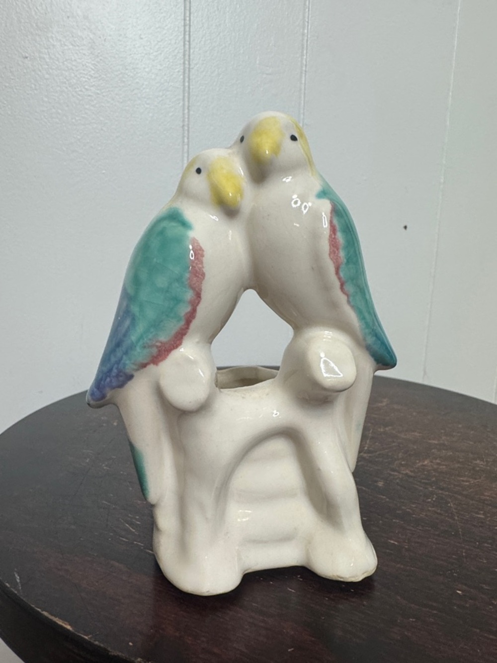 Vintage ceramic parakeet love bird planter